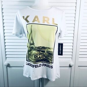 2/$25 KARL LAGERFELD White Short Sleeve Tee Size Small